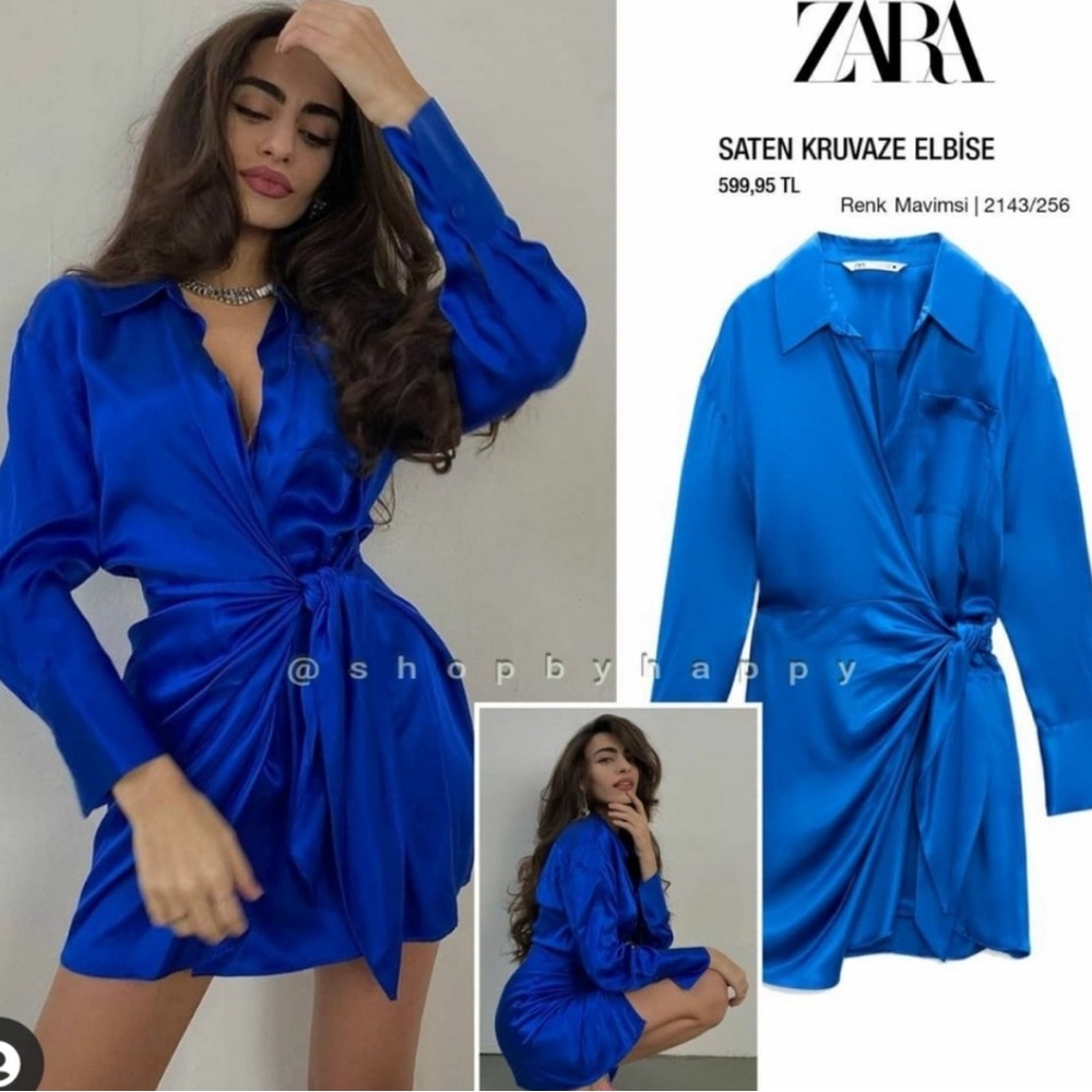 SATIN EFFECT WRAP DRESS - Picture 4 of 7